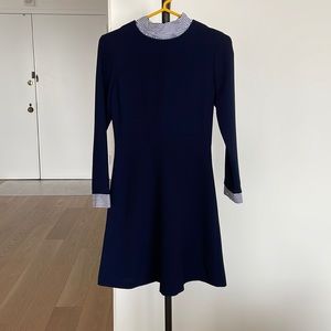 Sandro dress in navy with removable collar